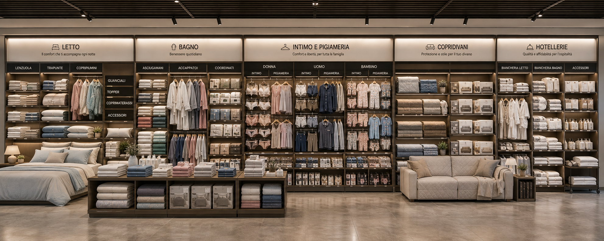 Assortimento categorie prodotto per il retail